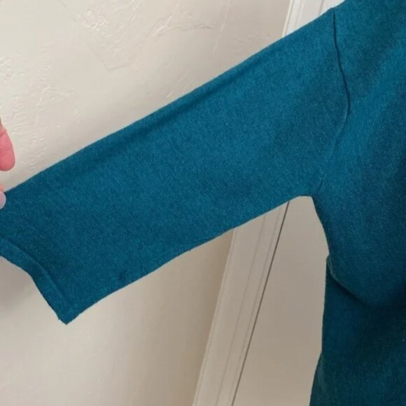 Kerisma  S/M Wool Blend Teal Oversized Lagenlook Patch pocket Artsy Sweater - Picture 4 of 7